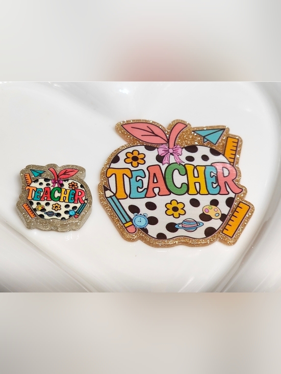 Other - Teacher Flatback Focal Bead Apple Crafts Badge Keychain Flats Planar Bag Clip